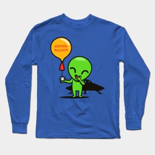 Funny Cute Kawaii Alien Weather Balloon E.T. Cartoon Long Sleeve T-Shirt